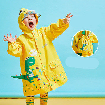 Waterproof Kids Dinosaur Cloak – Fun School Raincoat Poncho