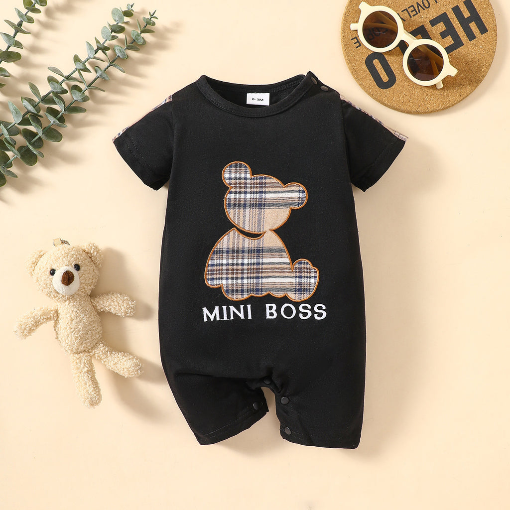 Embroidered Baby Romper – Soft Letter Onesie Outfit for Infants