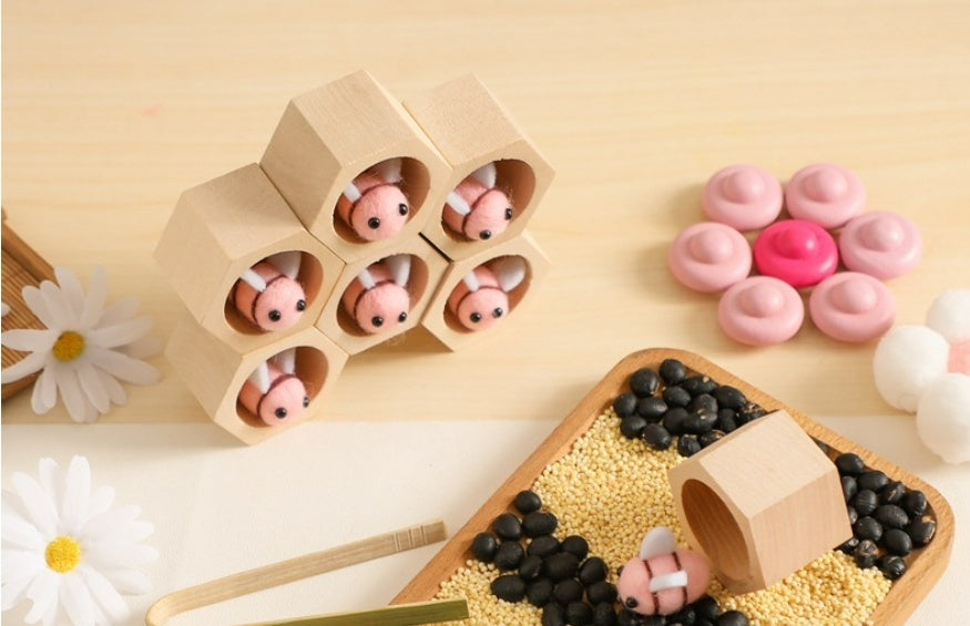 Wooden Bee Learning Toy – Montessori Hand-Eye Training for Kids