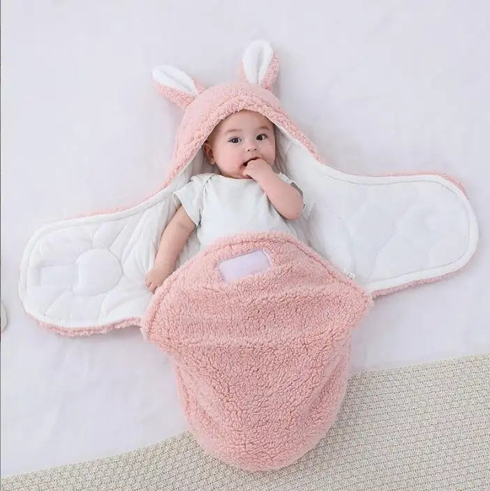Wearable Baby Sleeping Bag – Fluffy Fleece Newborn Swaddle