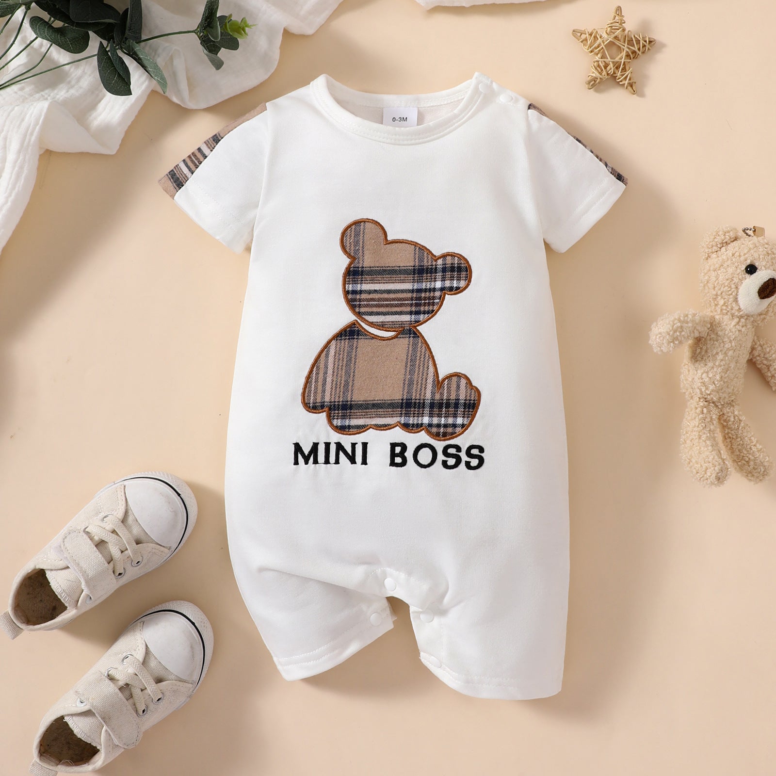 Embroidered Baby Romper – Soft Letter Onesie Outfit for Infants