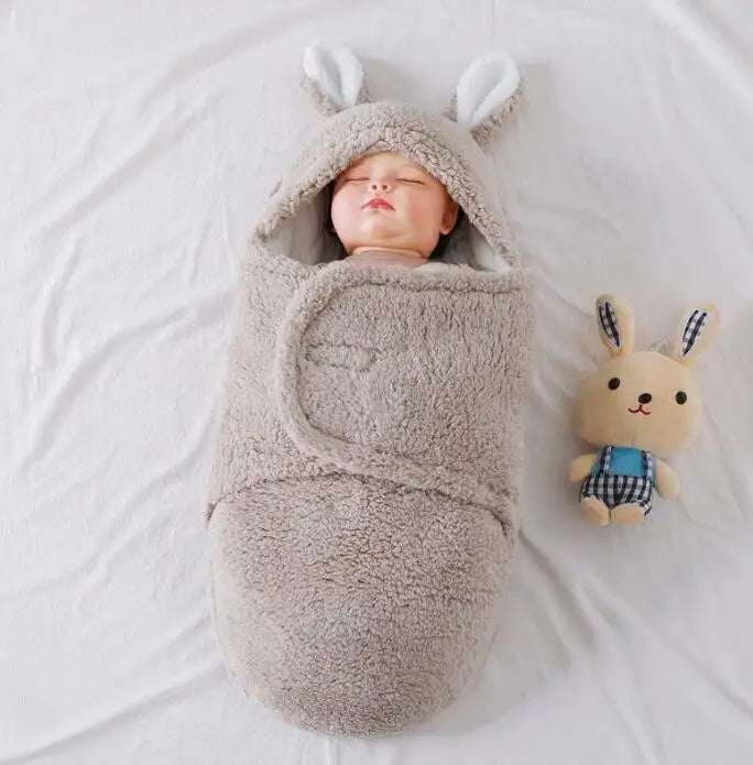 Wearable Baby Sleeping Bag – Fluffy Fleece Newborn Swaddle