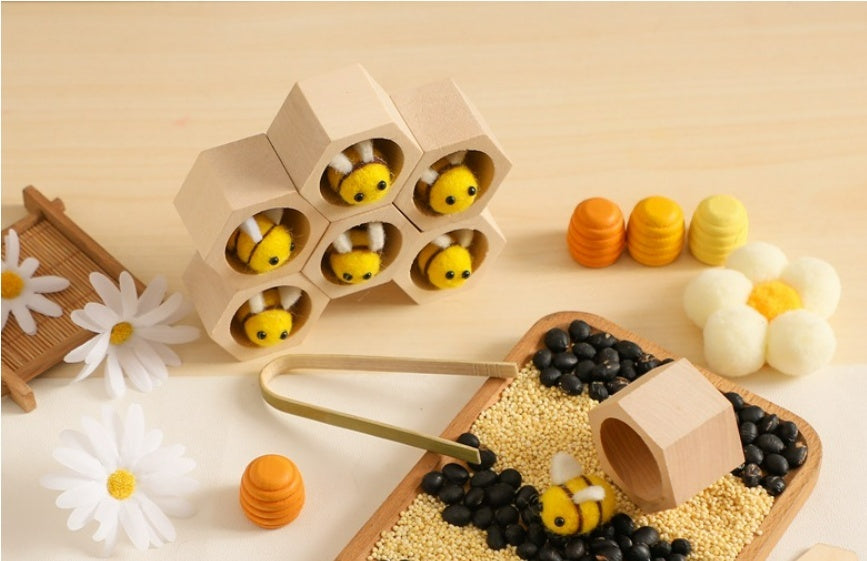 Wooden Bee Learning Toy – Montessori Hand-Eye Training for Kids
