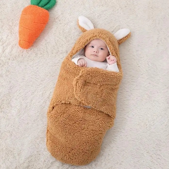 Wearable Baby Sleeping Bag – Fluffy Fleece Newborn Swaddle