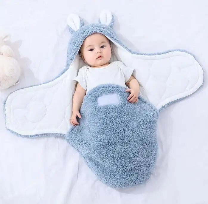 Wearable Baby Sleeping Bag – Fluffy Fleece Newborn Swaddle